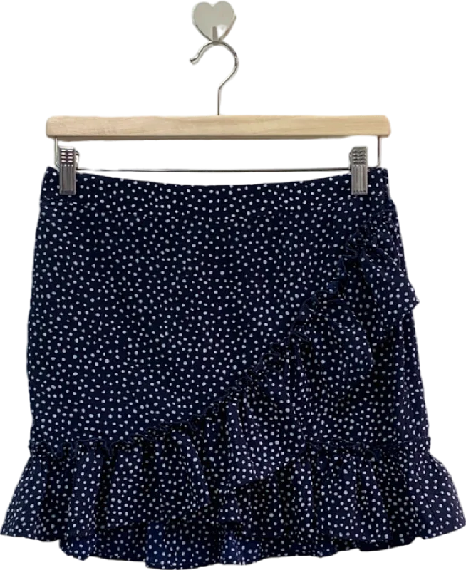 Topshop Navy Polka Dot Ruffled Mini Skirt UK 10