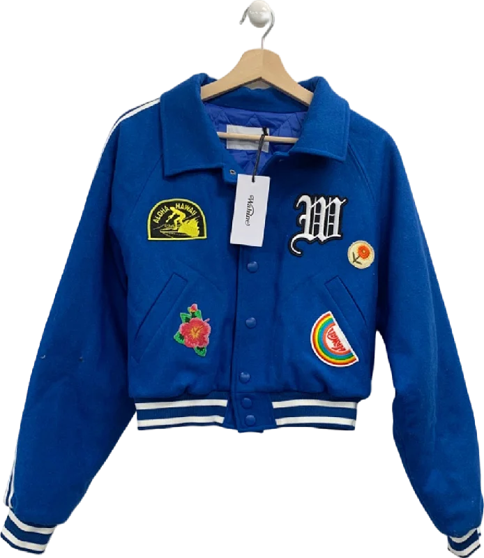 Wahine Blue Embroidered Varsity Jacket UK XS