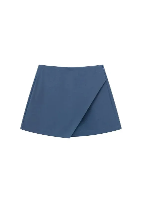 Women's Asymmetrical Wide Leg Shorts Fashion Designer Mini Skirts (Short)