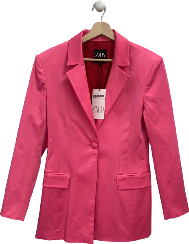 Zara Pink Single-Breasted Blazer UK M